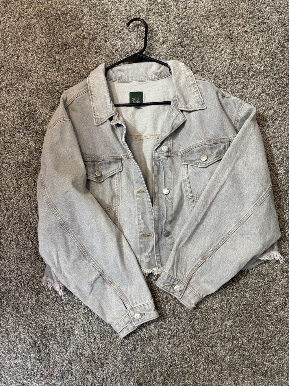 wild fable Light Wash Denim Jacket with Green Label